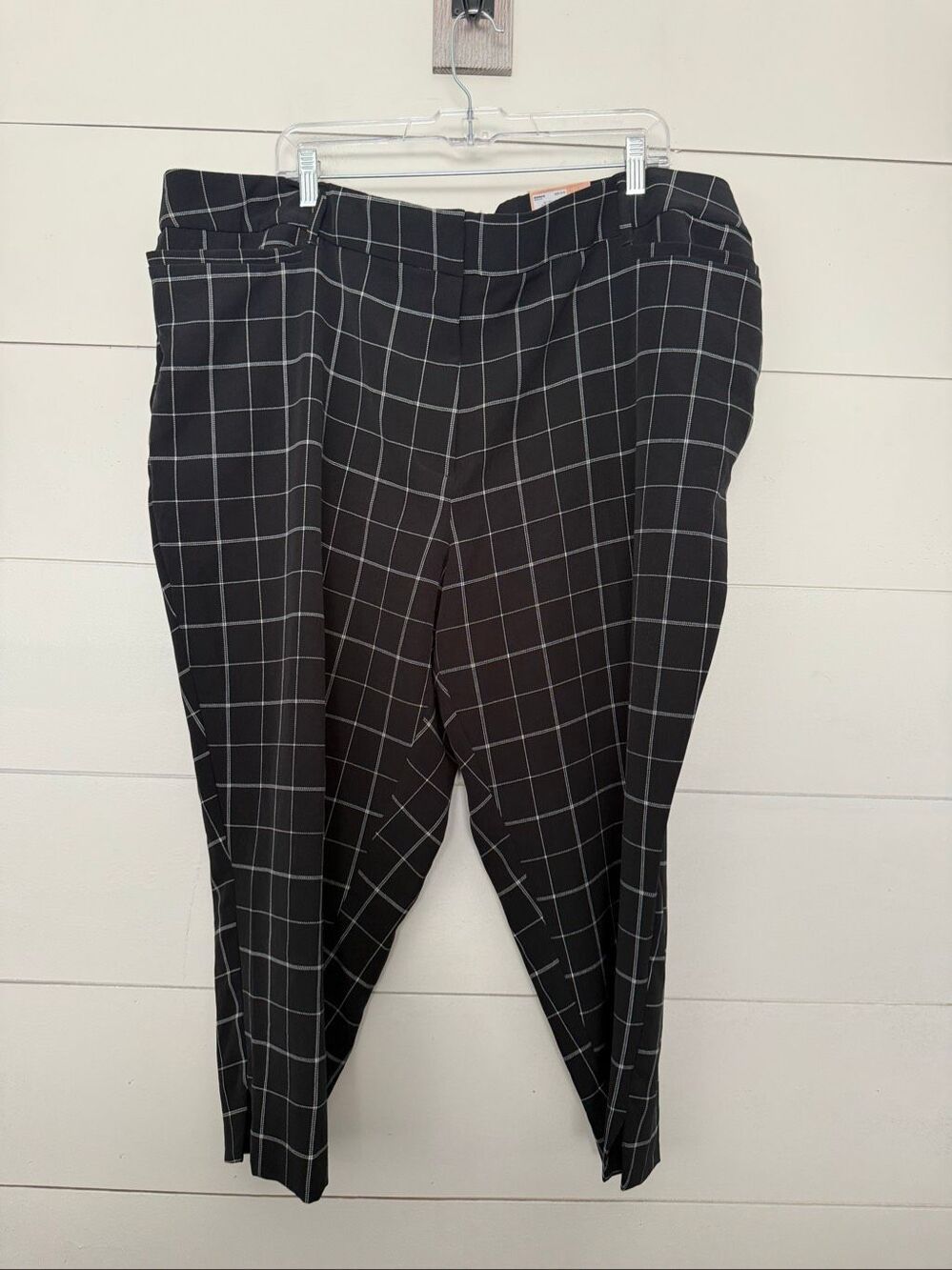 Evri Women’s 24W Black White Windowpane Pants Dress Ankle New Office Core Career